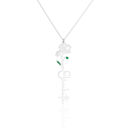 Doğum Ayı Çiçekli İsim Kolye | 925 Ayar Gümüş