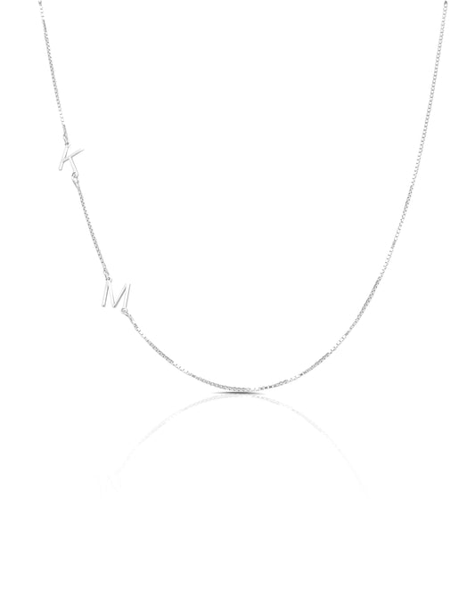 Asimetrik Köprücük Harf Kolye (2 Harfli) | 925 Ayar Gümüş
