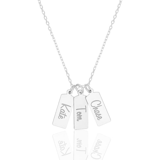 Üçlü İsimli Plaka Kolye | 925 Ayar Gümüş
