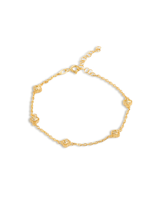 Renkli Taşlı Mini Yonca Bileklik | 925 Ayar Gümüş