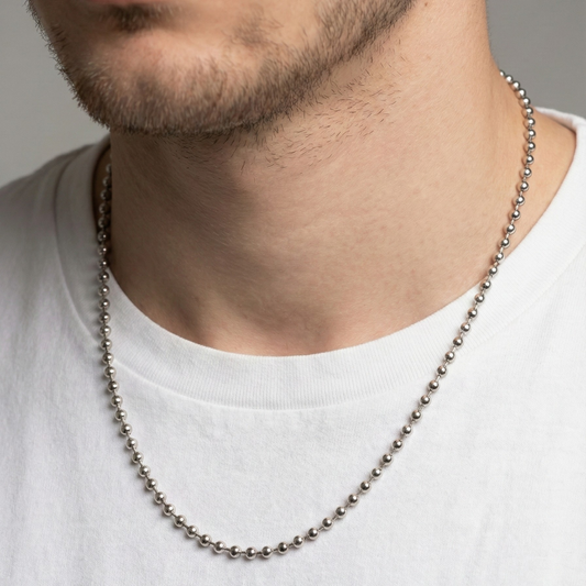 Top Zincirli Erkek Kolye | 925 Ayar Gümüş