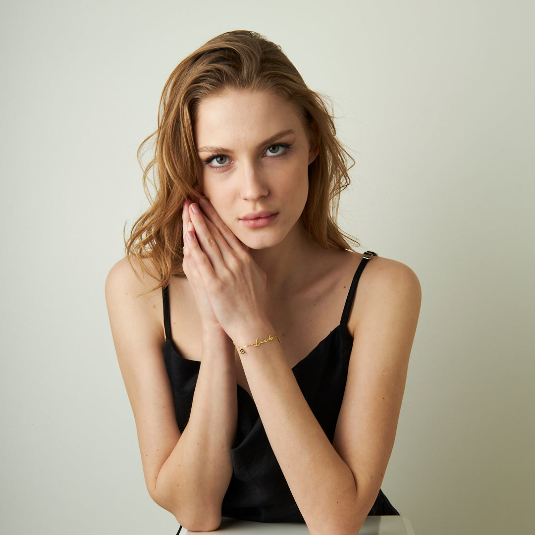 Kişiye Özel Harf ve Nazar Boncuğu Detaylı İsimli Bileklik | 925 Ayar Gümüş