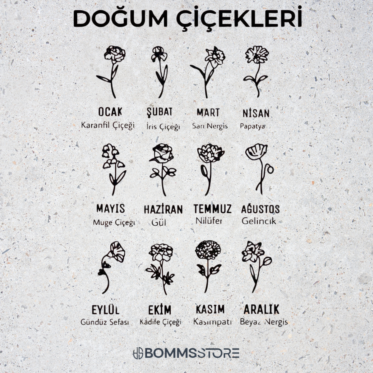 Doğum Ayı Çiçekli İsim Kolye | 925 Ayar Gümüş
