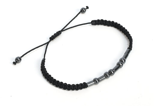 Mors Alfabeli Hematit Doğal Taşlı Örgü Bileklik