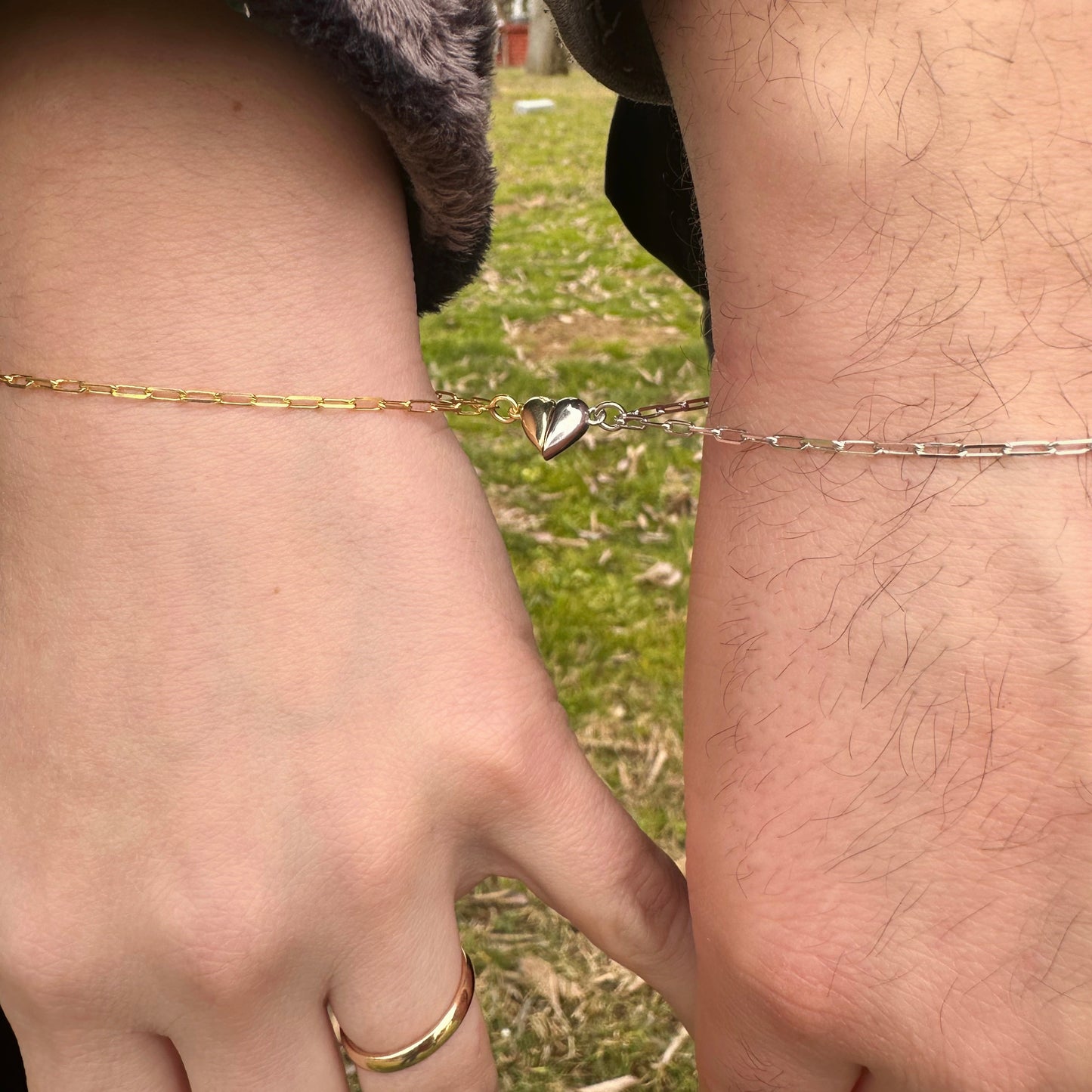 Mıknatıslı Kalpli Çift Bilekliği (2 Adet) | 925 Ayar Gümüş