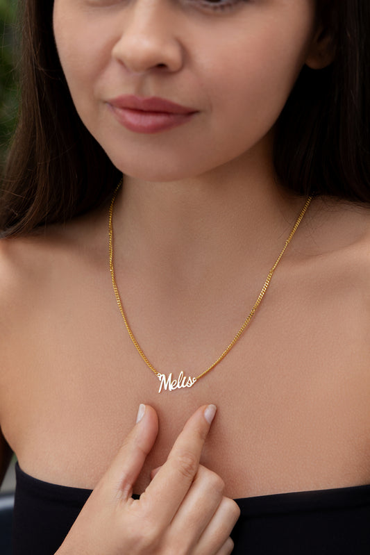 Yatay İsim Kolye | 2 mm Gurmet Zincir | 925 Ayar Gümüş