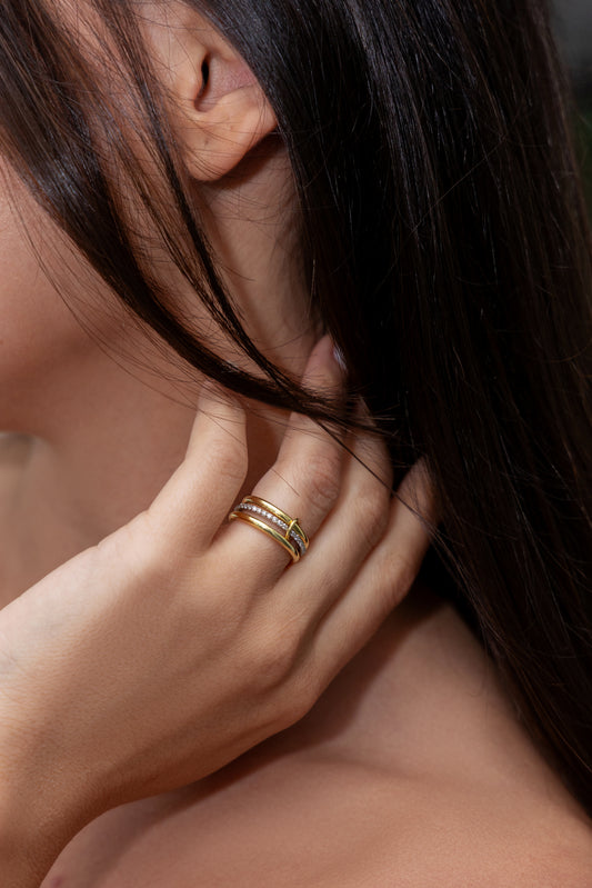 Üçlü Bağlantılı Yüzük| 925 Ayar Gümüş