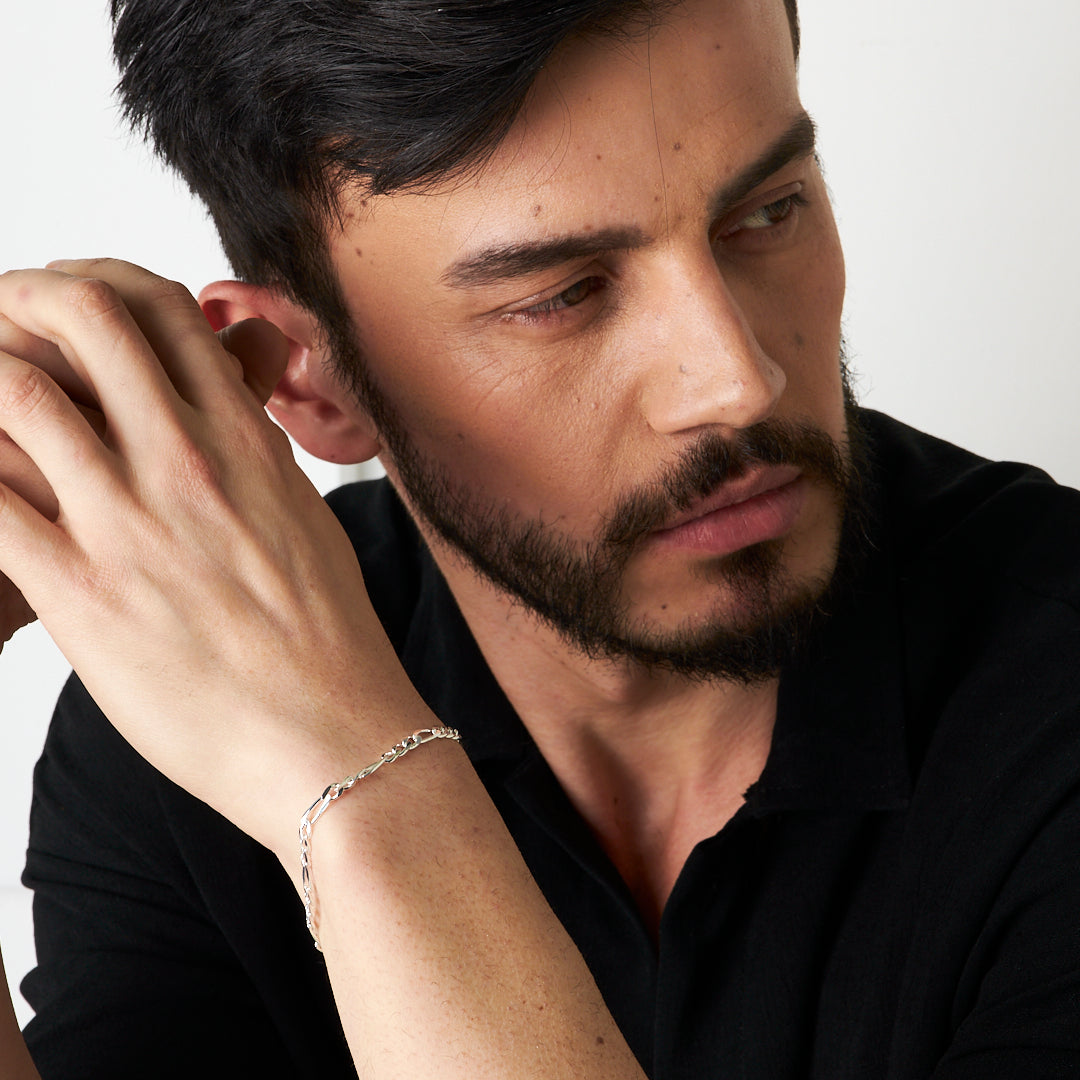 Unisex Figaro Zincir Çift Bileklik (2 adet) | 925 Ayar Gümüş