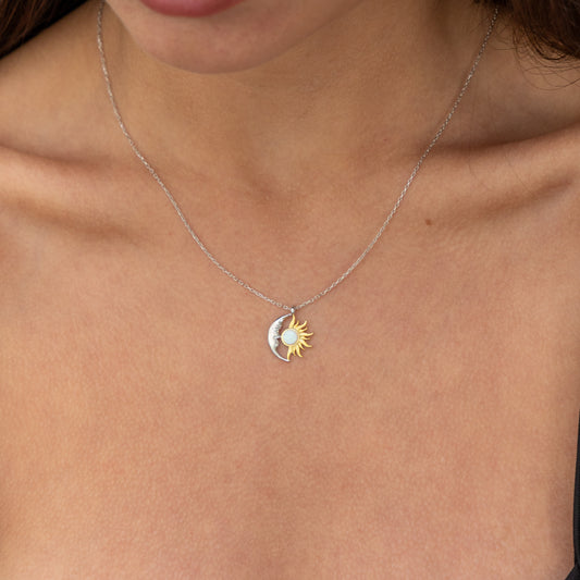 Ay ve Güneş Kolye | 925 Ayar Gümüş