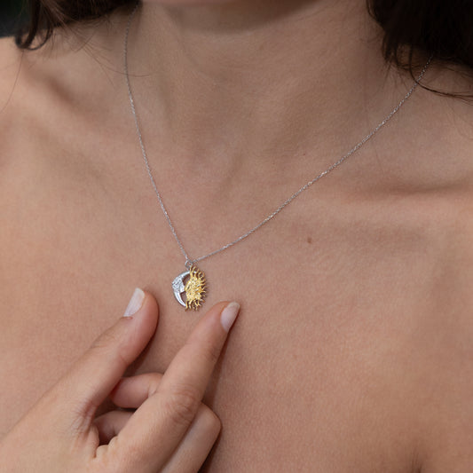 Ay ve Güneş Kolye | 925 Ayar Gümüş