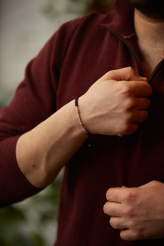 Mors Alfabeli Örgü İpli Çift Bileklik (2 adet) | 925 Ayar Gümüş