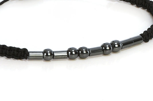 Mors Alfabeli Hematit Doğal Taşlı Çift Örgü Bileklik (2 Adet)