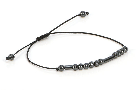 Mors Alfabeli Hematit Doğal Taşlı Çift Bileklik (2 adet)