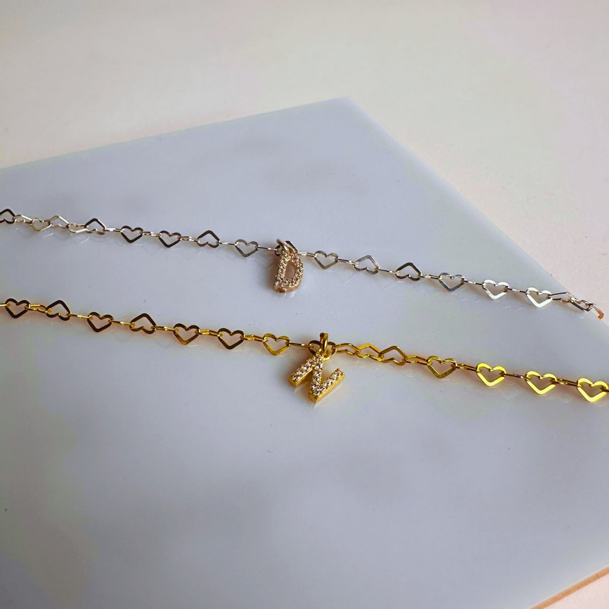 Harfli Kalp Zincir Bileklik | 925 Ayar Gümüş