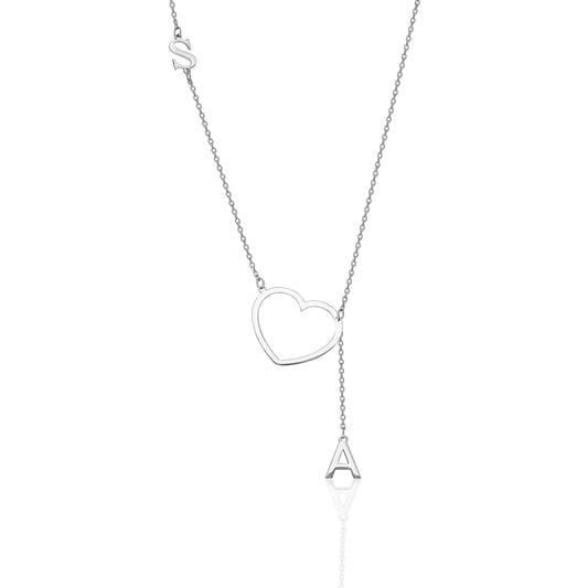 Kişiye Özel Kalp Detaylı Harfli Kolye | 925 Ayar Gümüş