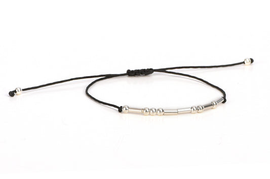 Mors Alfabeli Çift Bileklik(2 adet) | 925 Ayar Gümüş