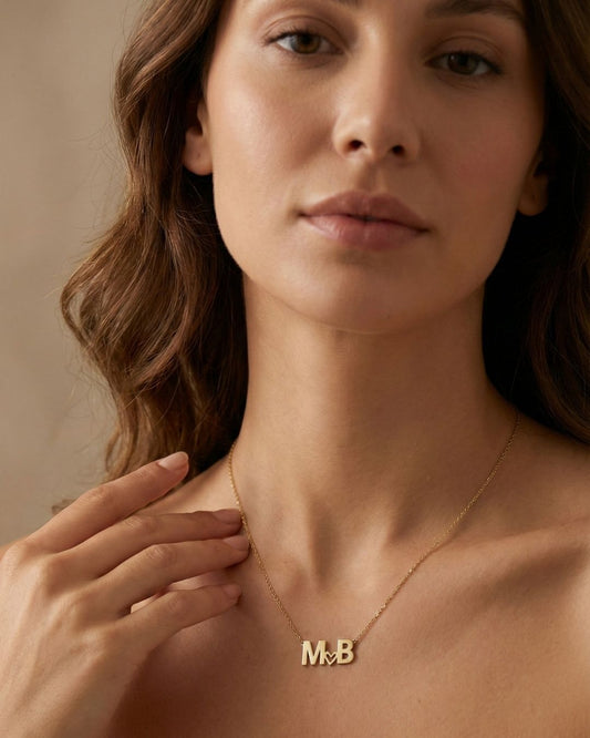 İki Harfli Kalpli Kolye | 925 Ayar Gümüş