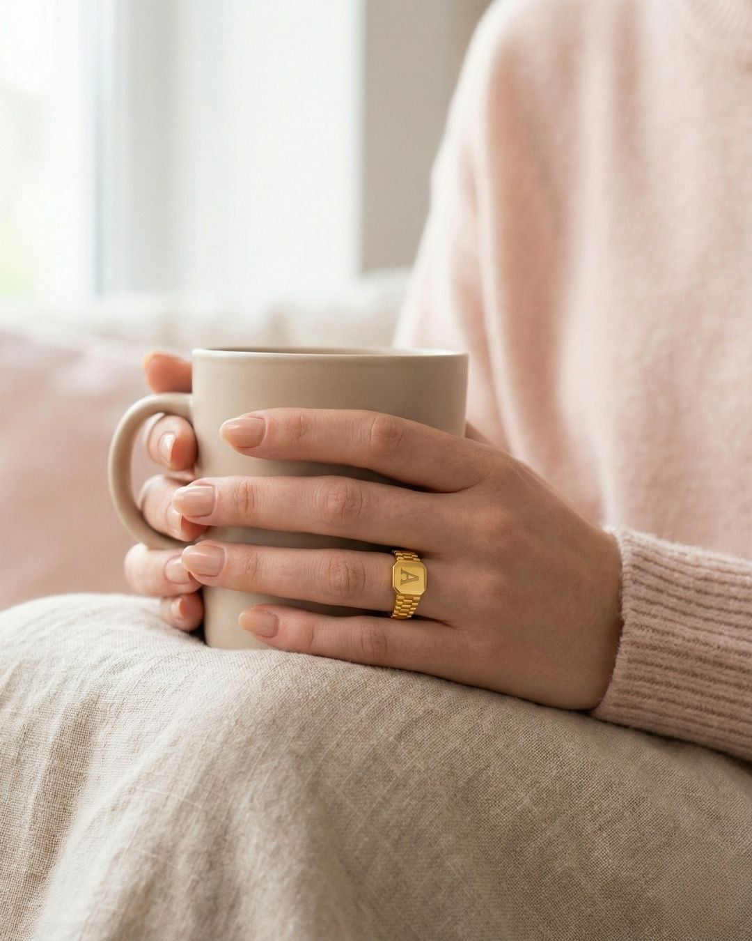 Zincir Dokulu Ayarlanabilir Harf Yüzük | 925 Gümüş