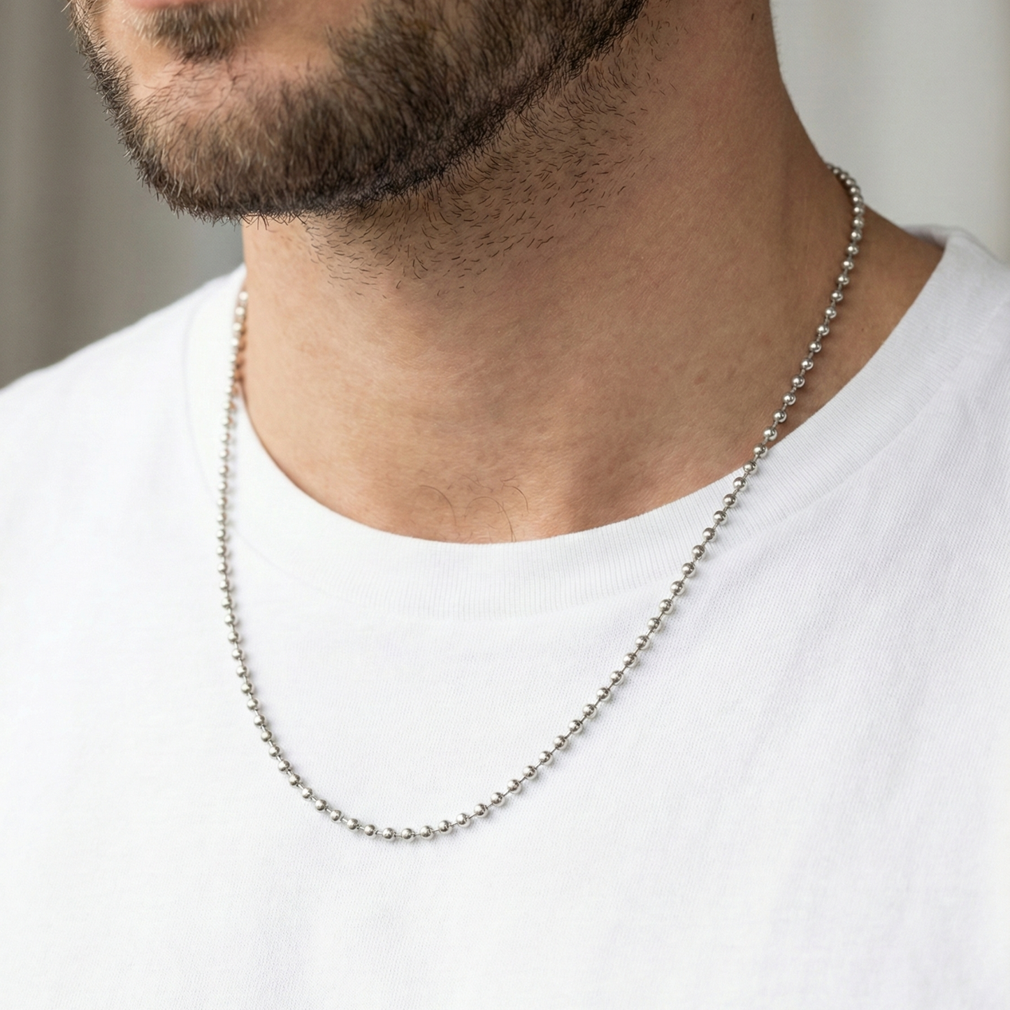 Top Zincirli Erkek Kolye | 925 Ayar Gümüş