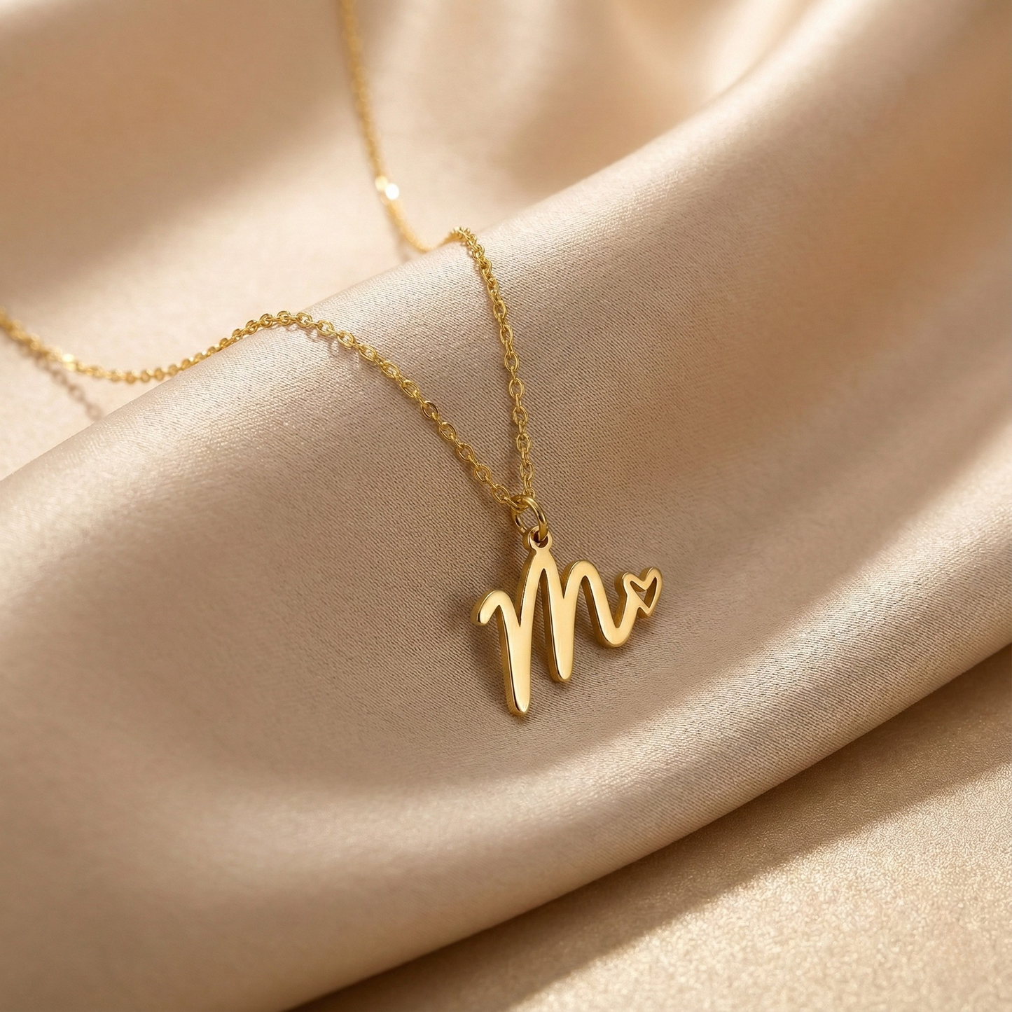 El Yazısı Fontlu Kalpli Kolye | 925 Ayar Gümüş