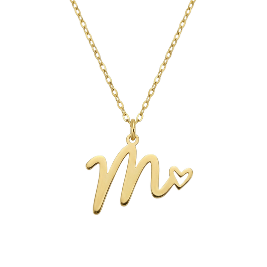 El Yazısı Fontlu Kalpli Kolye | 925 Ayar Gümüş