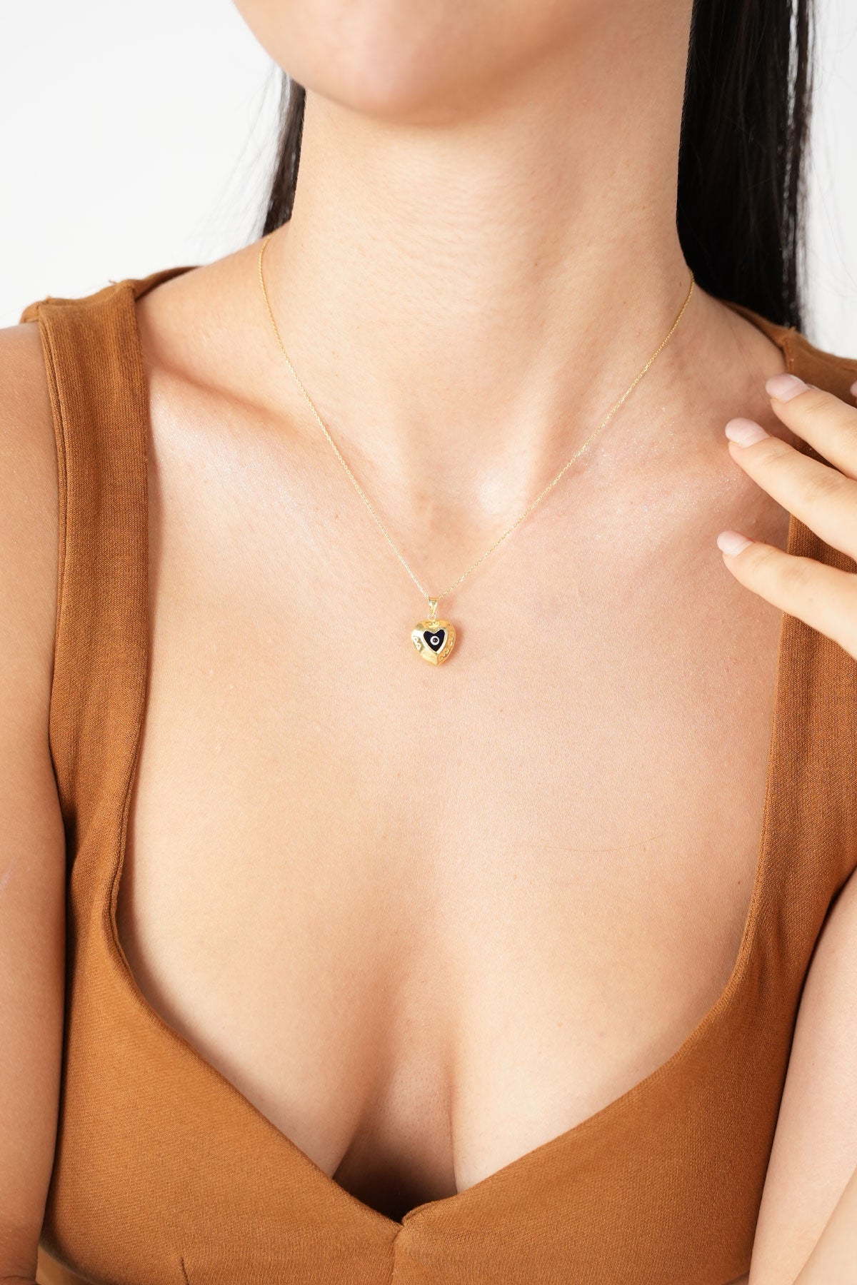 Kalpli Nazar Boncuğu Kolye | 925 Ayar Gümüş