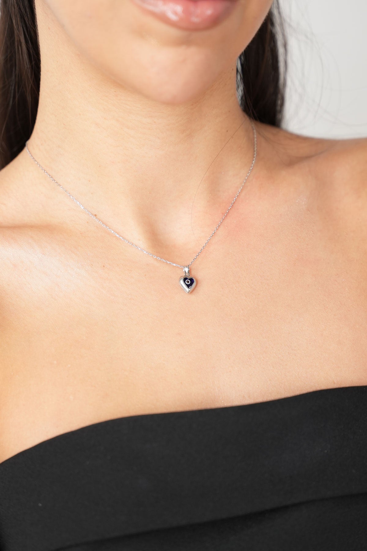 Kalpli Nazar Boncuğu Kolye | 925 Ayar Gümüş