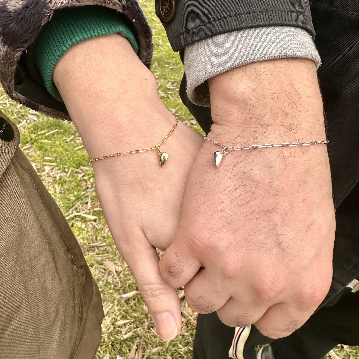 Mıknatıslı Kalpli Çift Bilekliği (2 Adet) | 925 Ayar Gümüş