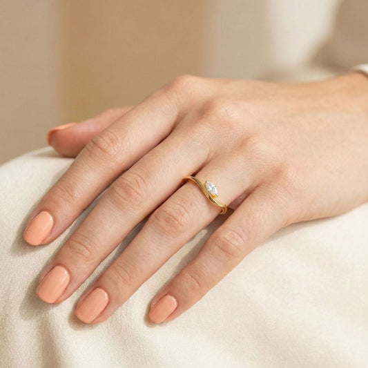 Ayarlanabilir Markiz Taşlı Yüzük| 925 Ayar Gümüş