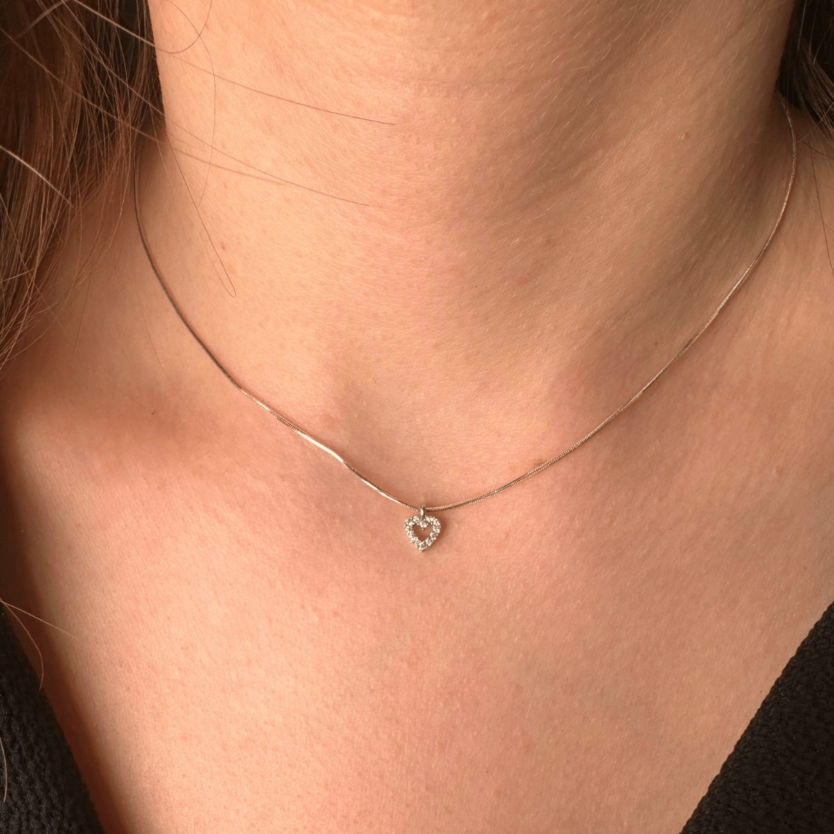 Minimalist Taşlı Kalp Kolye | 925 Ayar Gümüş